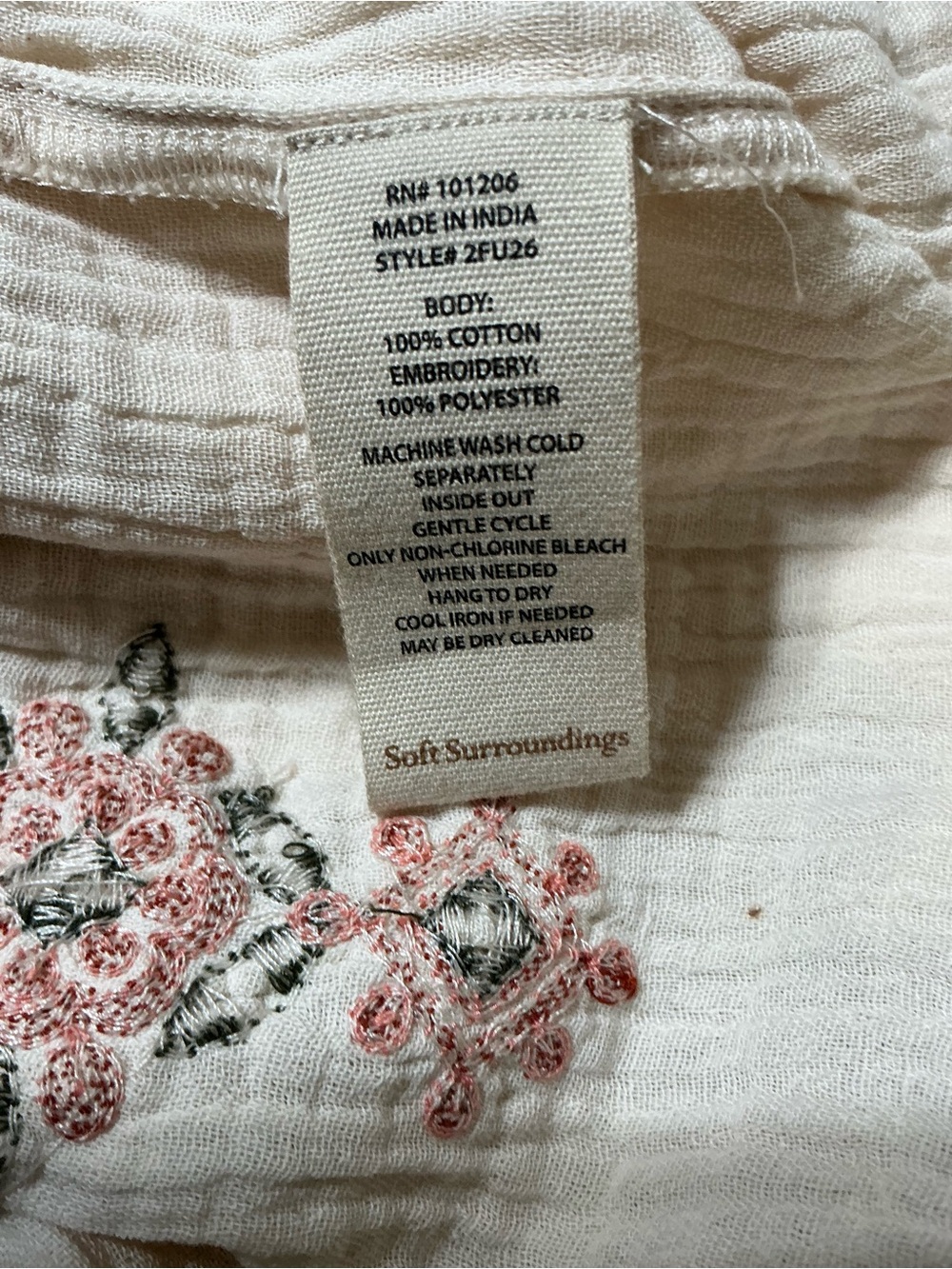 Soft Surroundings Bellmore Cream Gauze Embroidered Boho Tiered Maxi Dress Medium - Picture 12 of 12